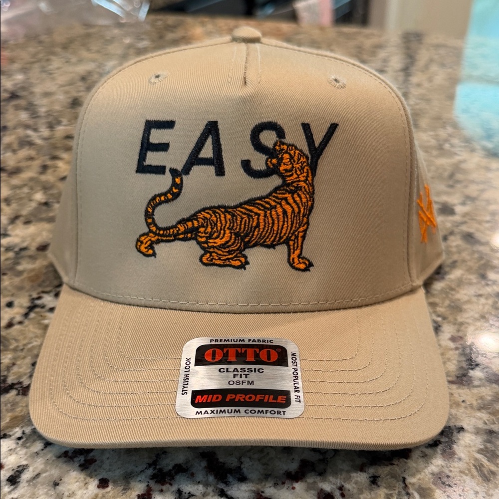 EASY Tiger Embroidered Khaki Baseball Cap